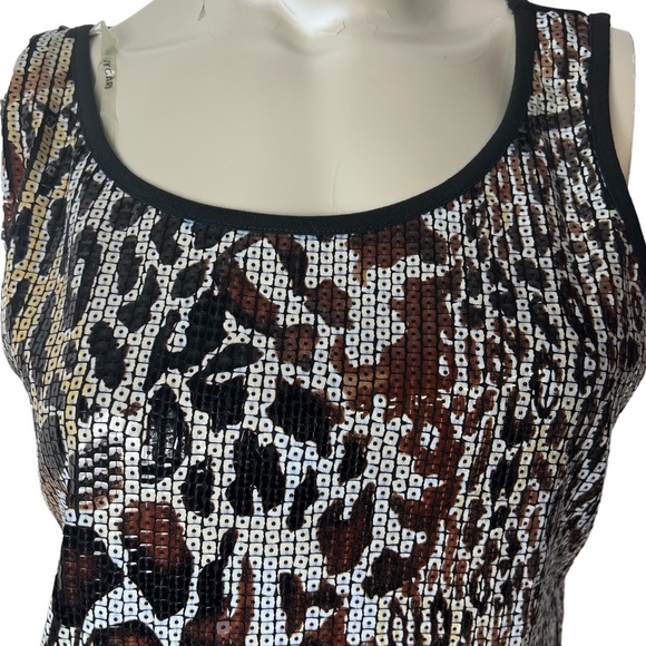 Nygard Brown Sequence Animal Print Sleeveless Top - Picture 3 of 11